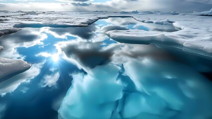 Arctic ice melting symbolizes urgent threat of climate change in changing world. Concept Climate change, Arctic melting, Global warming, Environmental impact, Urgent action