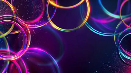 Abstract background with multicolored neon circles. AI. - obrazy, fototapety, plakaty