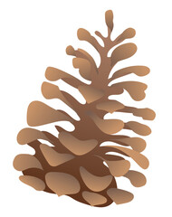 Brown pine cone in flat design. Decorative conifer spruce pinecone. Vector illustration isolated.