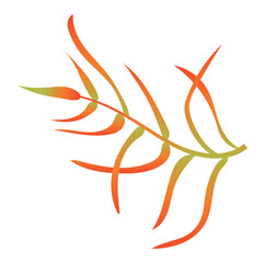 Abstract palm leaf in flat design. Tropical autumn exotic foliage branch. Vector illustration isolated.