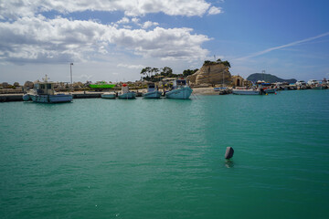 harbour of agios sostis and Cameo island