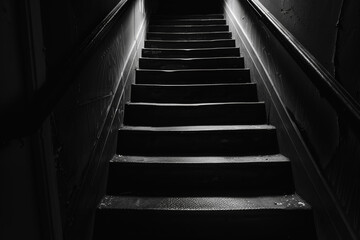 Dark Staircase Leading into the Unknown-Perfect for Mystery and Suspense Themes