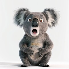 Surprised Koala: 3D Cartoon Design with Thick Lines (4K)