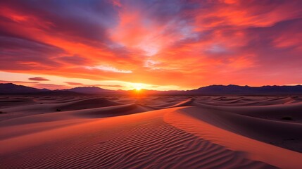 Panoramic view of sand dunes at sunset, Death Valley National Park, California, USA