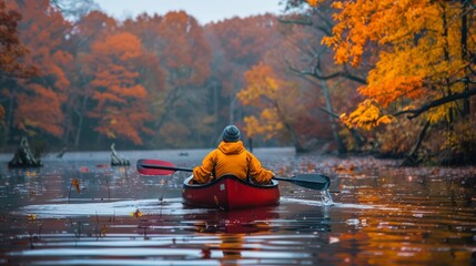 Person Canoeing on Lake