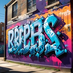 Urban graffiti dominating an expansive wall