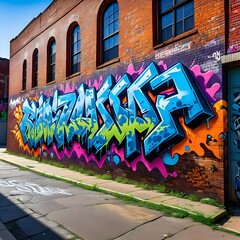 Grafitti sprawling acros a urban wall