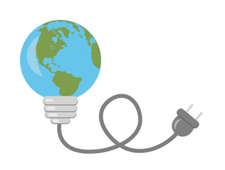 A light bulb and a planet. Earth Day. Green energy