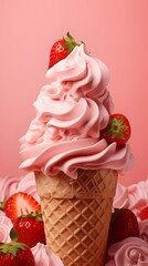  ice cream cone with strawberry
