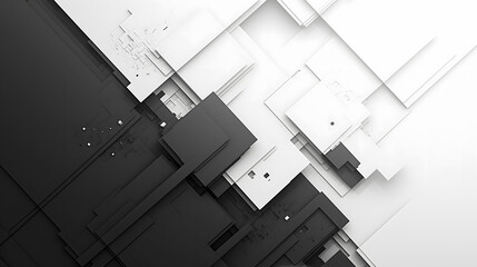 abstract technology concept background made of black and white squares. 3d illustration