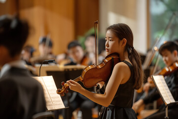 Live performance at a music conservatory featuring piano and violin