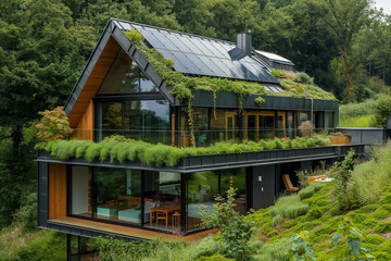 Residential solar energy system in an eco-friendly home