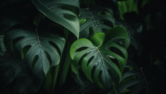 Green tropical leaves background.Generative AI