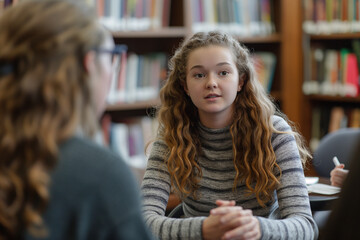 Students engage in a literary discussion during a college seminar