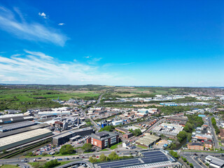 Fototapeta premium High Angle View of Central Rotherham City of England United Kingdom. April 4th, 2024