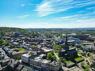 High Angle View of Central Rotherham City of England United Kingdom. April 4th, 2024