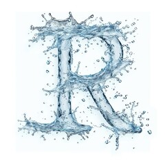 Letter R. Water splashes alphabet isolated on a white background. Stylish modern alphabet template for educational programs, covers, business cards. Letter R water splash alphabet isolated on white. 