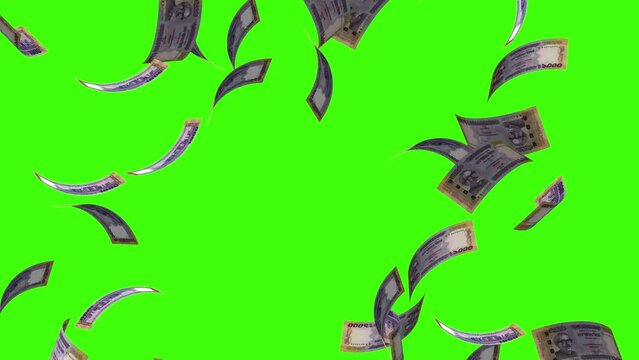 Bangladesh Taka 1000 - Money Falling Animation, 3D Render Bangladesh taka Flying Money Banknote