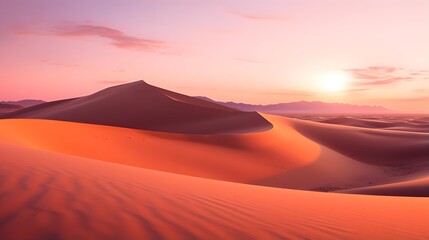 Fototapeta na wymiar Desert panorama with sand dunes at sunrise. 3d rendering