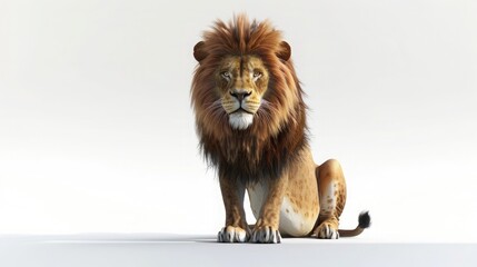a lion isolated on a white background realistic