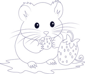 Cute baby  hamster coloring page for kids