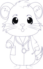 Cute baby  hamster coloring page for kids