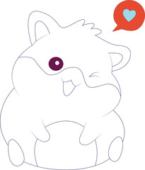 Cute baby  hamster coloring page for kids