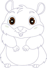 Cute baby  hamster coloring page for kids