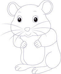 Cute baby  hamster coloring page for kids