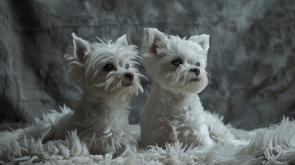portrait of two maltese dogs, made with AI