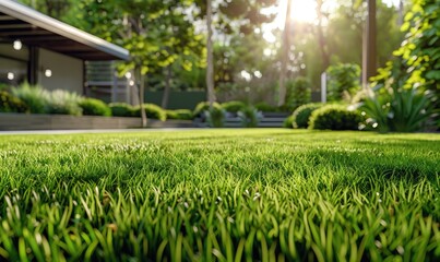 Minimalist garden setting with idyllic grass