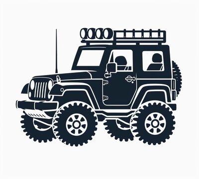 dark blue off-road jeep silhouette clip art preview