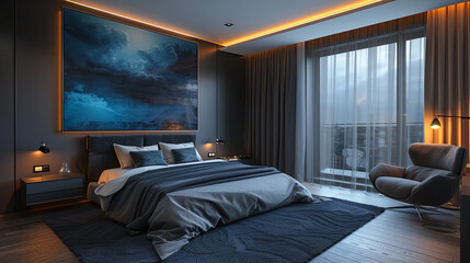 Elegant room with blue tones