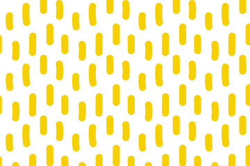 Seamless pattern with yellow dashes on a white background. Cute abstract repeating pattern, yellow print, hand-drawn fabric, gift wrapping, wall art design. abstract, fashionable