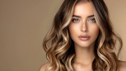 Woman with ombre or balayage hair dye technique modeling for a brand. Concept Fashion Editorial, Hair Trends, Beauty Campaign, Brand Collaboration, Modeling Portfolio