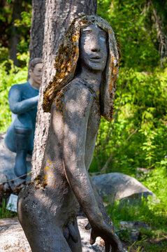 Parikkala, Finland. Sculptures by artist Veijo Ronkkonen. The park Patsaspuisto has more than 500 statues created by one person over 50 years. An unusual, interesting and creepy place.