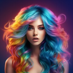 Fototapeta premium Vibrant and colorful hairstyle