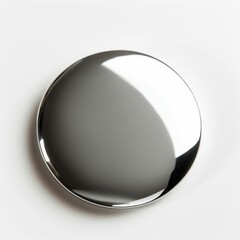 Silver Minimalist White Button on a Reflective Surface. Generative ai