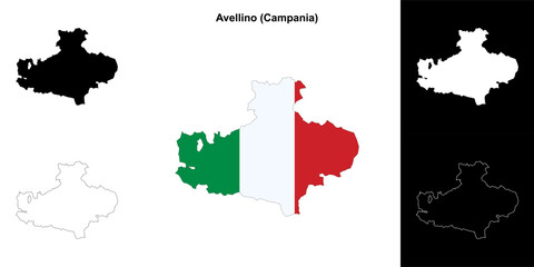 Avellino province outline map set