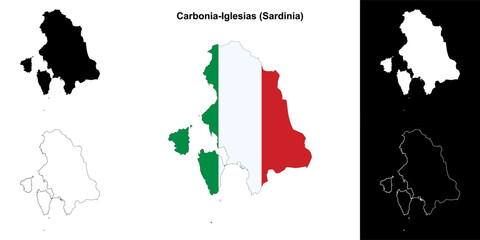 Carbonia-Iglesias province outline map set