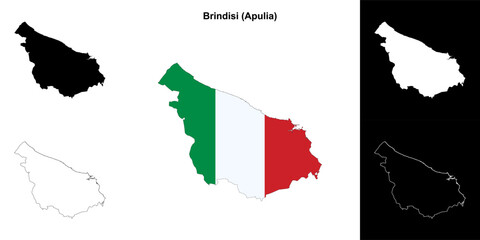 Brindisi province outline map set