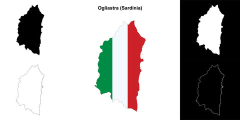 Ogliastra province outline map set