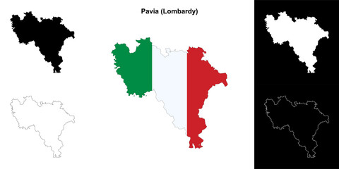 Pavia province outline map set