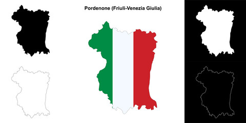 Pordenone province outline map set
