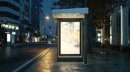 blank white mock up of light box in a bus stop. advertising poster banner mockup at bus stop realistic