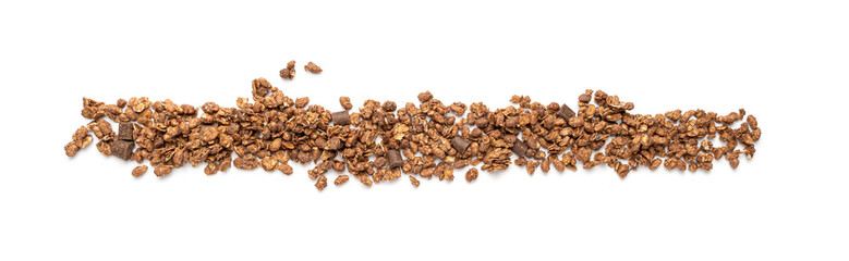 Chocolate Granola Pile Isolated, Cocoa Muesli Breakfast, Crunchy Cereals, Oatmeal Muesli