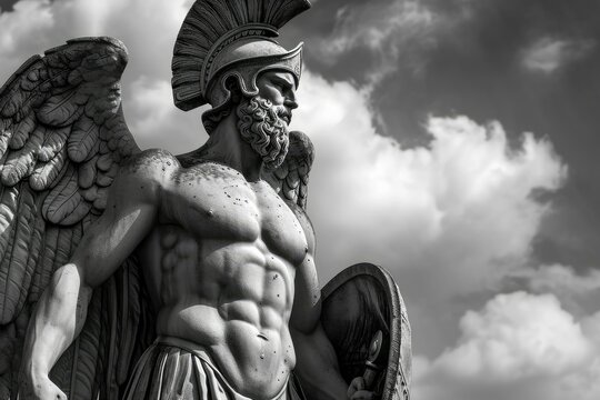 Formidable Ares greek god war. Face art. Generate Ai