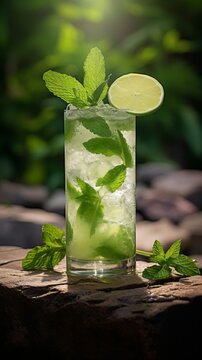 refreshing mojito cocktail with lime and mint