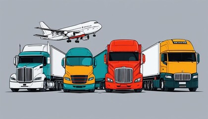 Illustrative presentation of different types of global goods traffic, types of global transportation