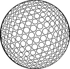 Golf ball. Classic sport. Vector illustration in hand drawn sketch doodle style. Line art graphic sports equipment isolated on white. Design for coloring book, print